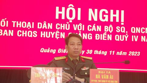 Đảng ủy, Bộ CHQS tỉnh đối thoại dân chủ với cán bộ, nhân viên Ban CHQS huyện Quảng Điền