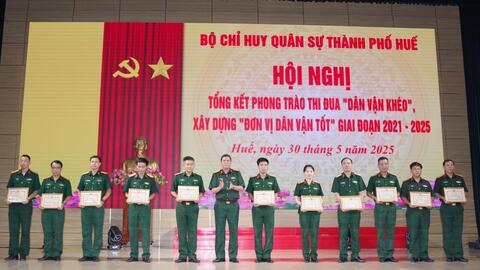 Bộ CHQS thành phố Huế: Tổng kết phong trào thi đua “ Dân vận khéo”, xây dựng “ Đơn vị dân vận tốt” giai đoạn 2021 – 2025
