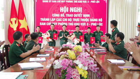 Đảng uỷ Ban Chỉ huy Phòng thủ Khu vực 3 - Phú Lộc: Công bố quyết định thành lập các Chi bộ trực thuộc