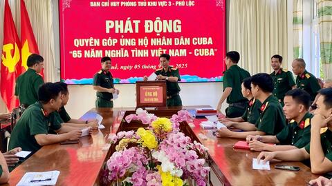 Ban Chỉ huy PTKV 3 - Phú Lộc phát động quyên góp ủng hộ nhân dân Cu Ba