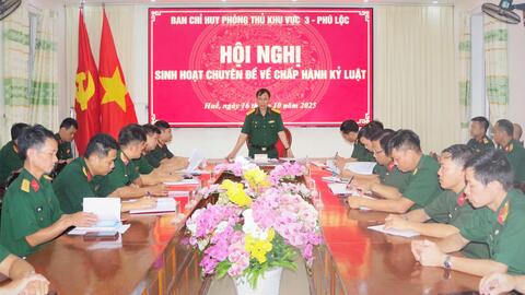 Ban chỉ huy Phòng thủ khu vực 3 - Phú Lộc: Tổ chức sinh hoạt chuyên đề về chấp hành kỷ luật Quân đội, pháp luật Nhà nước.