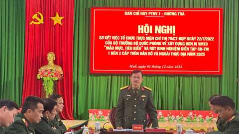 Ban Chỉ huy PTKV1 – Hương Trà tổ chức Hội nghị sơ kết việc tổ chức thực hiện Chỉ thị 79/CT-BQP của Bộ trưởng Bộ Quốc phòng.