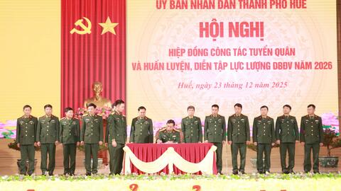 Thành phố Huế hiệp đồng công tác tuyển quân và huấn luyện dự bị động viên năm 2026