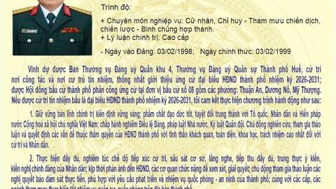 Chương trình hành động của Đại tá Lê Huy Nghĩa - Phó Chỉ huy trưởng, kiêm tham mưu trưởng Bộ CHQS thành phố Huế