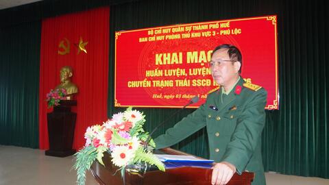 Ban Chỉ huy Phòng thủ khu vực 3 - Phú Lộc khai mạc huấn luyện, luyện tập chuyển trạng thái sẵn sàng chiến đấu năm 2026