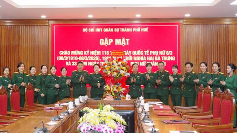 Bộ CHQS thành phố gặp mặt chào mừng kỷ niệm 116 năm ngày quốc tế phụ nữ 08/3