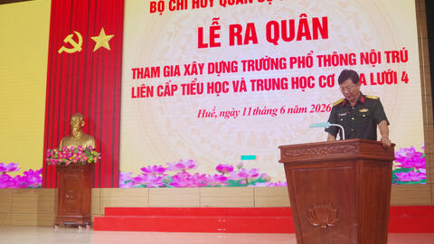 Bộ CHQS Thành phố Huế: Ra quân tham gia xây dựng trường phổ thông nội trú liên cấp tiểu học và trung học cơ sở tại xã A Lưới 4
