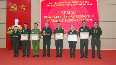 Phường Mỹ Thượng tổ chức thành công diễn tập chiến đấu phòng thủ năm 2026