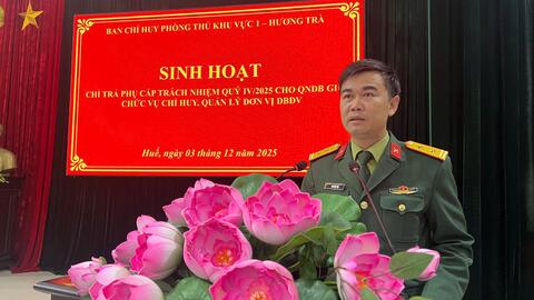 Ban Chỉ huy PTKV1 - Hương Trà tổ chức sinh hoạt và chi trả phụ cấp trách nhiệm quý IV năm 2025 cho đơn vị dự bị động viên