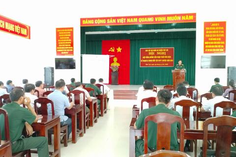 Ban CHQS huyện Phú Lộc tổ chức Hội nghị hiệp đồng hướng dẫn soạn thảo văn kiện Kế hoạch B trong diễn tập khu vực phòng thủ huyện năm 2022