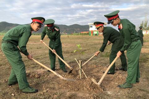 Trung đoàn 6 tích cực hưởng ứng Tết trồng cây “Đời đời nhớ ơn Bác Hồ”