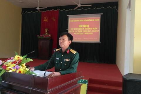Ban chỉ huy Quân sự huyện Phú Vang rút kinh nghiệm nhiệm vụ huấn huấn luyện, xây dựng chính quy, quản lý kỷ luật quý I năm 2023