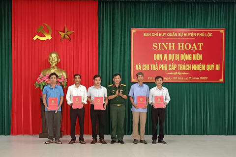 Ban Chỉ huy Quân sự huyện Phú Lộc: Sinh hoạt đơn vị Dự bị động viên quý III năm 2023