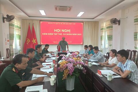 Đảng ủy Quân sự huyện Phú Lộc Hội nghị kiểm điểm, đánh giá xếp loại chất lượng tổ chức đảng, đảng viên năm 2023.
