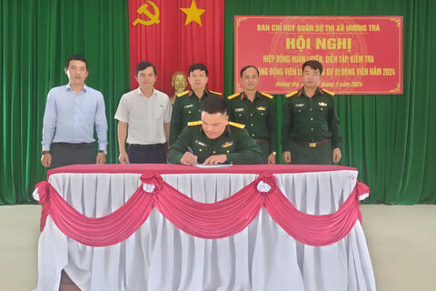 Ban CHQS thị xã Hương Trà: Hiệp đồng huấn luyện, diễn tập, kiểm tra sẵn sàng động viên lực lượng Dự bị động viên năm 2024.