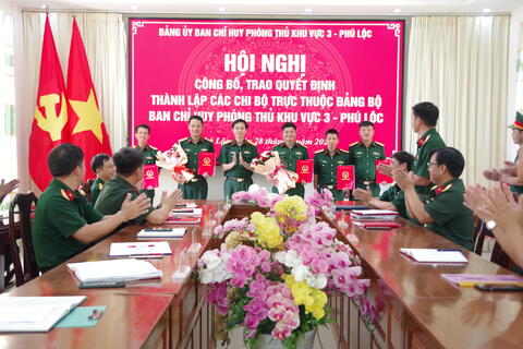 Đảng uỷ Ban Chỉ huy Phòng thủ Khu vực 3 - Phú Lộc: Công bố quyết định thành lập các Chi bộ trực thuộc