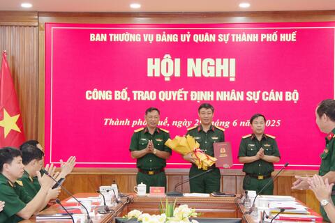 Thượng tá Lê Văn Lĩnh được bổ nhiệm giữ chức vụ Chủ nhiệm chính trị Bộ CHQS thành phố Huế