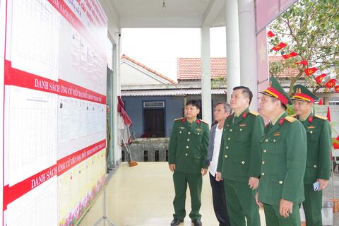Bộ CHQS thành phố Huế kiểm tra công tác bảo đảm an ninh trật tự và an toàn xã hội bầu cử tại Phường Thuận An, Dương Nổ và Mỹ Thượng