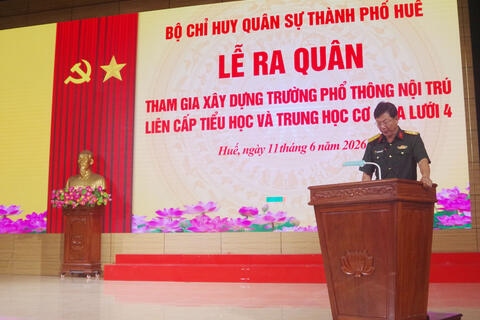Bộ CHQS Thành phố Huế: Ra quân tham gia xây dựng trường phổ thông nội trú liên cấp tiểu học và trung học cơ sở tại xã A Lưới 4