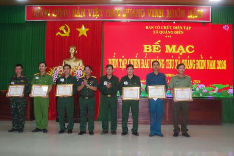 Xã Quảng Điền tổ chức thành công nhiệm vụ diễn tập phòng thủ năm 2026