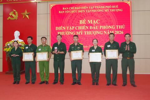 Phường Mỹ Thượng tổ chức thành công diễn tập chiến đấu phòng thủ năm 2026