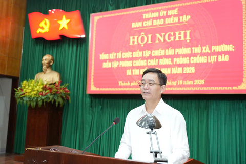 Thành phố Huế: tổng kết công tác diễn tập chiến đấu phòng thủ, phòng cháy chữa cháy rừng và phòng chống lụt bão, tìm kiếm cứu nạn năm 2026