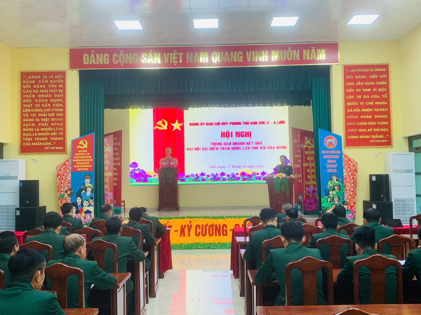 Đảng ủy Ban Chỉ huy Phòng thủ khu vực 2 - A Lưới đã tổ chức Hội nghị thông báo nhanh kết quả Đại hội Đại biểu toàn quốc lần thứ XIV của Đảng.