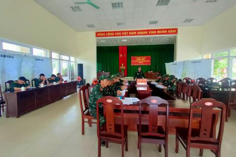 Ban CHQS thị xã Hương Trà diễn tập Chỉ huy, cơ quan 1 bên 1 cấp trên bản đồ lần 1 năm 2022