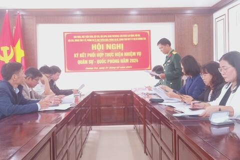 Ban CHQS thị xã Hương Trà ký kết phối hợp thực hiện nhiệm vụ quân sự, quốc phòng năm 2024