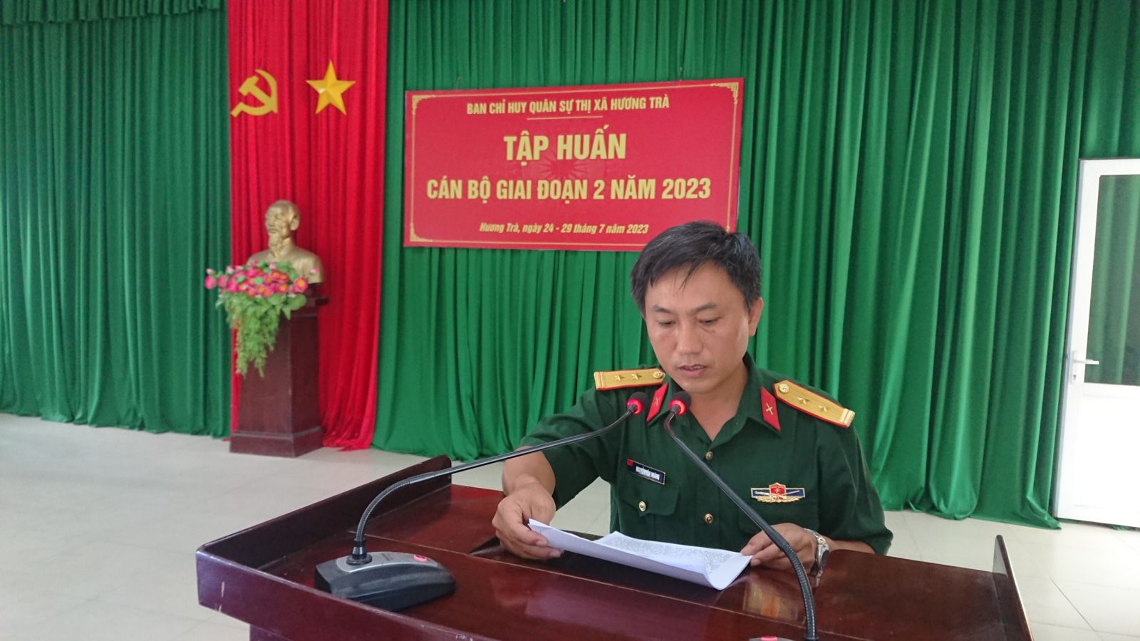 Ban Chỉ huy quân sự thị xã Hương Trà tổ chức tập huấn cán bộ giai đoạn 2 năm 2023