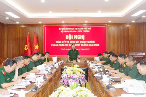 Hơn 600 tập thể, cá nhân được Bộ CHQS thành phố Huế đề nghị khen thưởng trong phong trào thi đua quyết thắng năm 2026