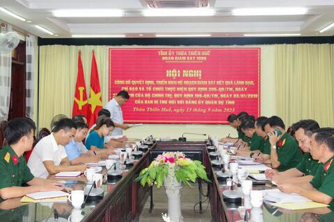 Giám sát kết quả thực hiện quy định 205 của Bộ chính trị và quy định 109 của Ban bí thư đối với Đảng ủy quân sự tỉnh
