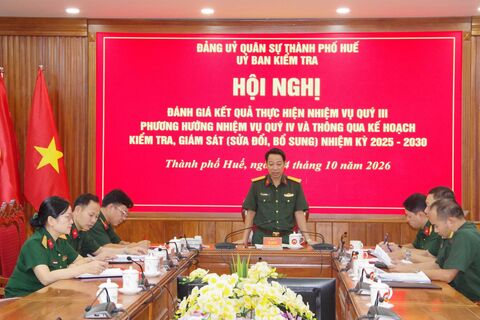 Uỷ ban kiểm tra Đảng uỷ quân sự thành phố đánh giá kết quả thực hiện nhiệm vụ quý III, triển khai nhiệm vụ quý IV năm 2026