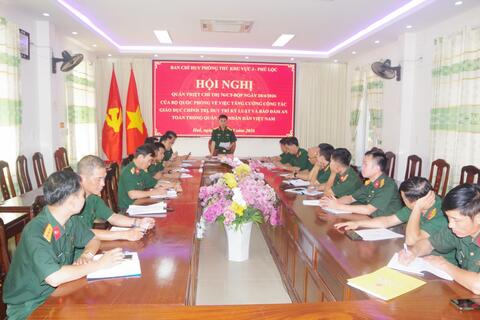 Ban Chỉ huy Phòng thủ khu vực 3 - Phú Lộc tổ chức Hội nghị quán triệt Chỉ thị 76 của Bộ Quốc Phòng và nắm tình hình tư tưởng, chấp hành pháp luật, kỷ luật của cán bộ sỹ quan, QNCN.