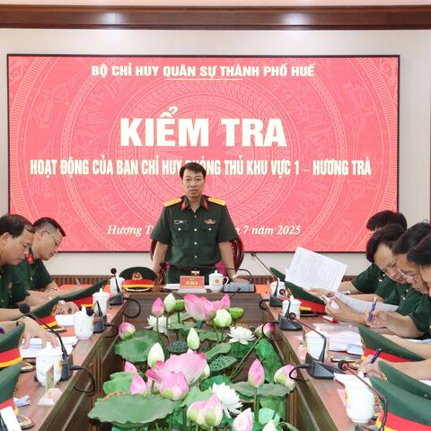 Bộ CHQS thành phố kiểm tra hoạt động của Ban Chỉ huy PTKV 1 – Hương Trà