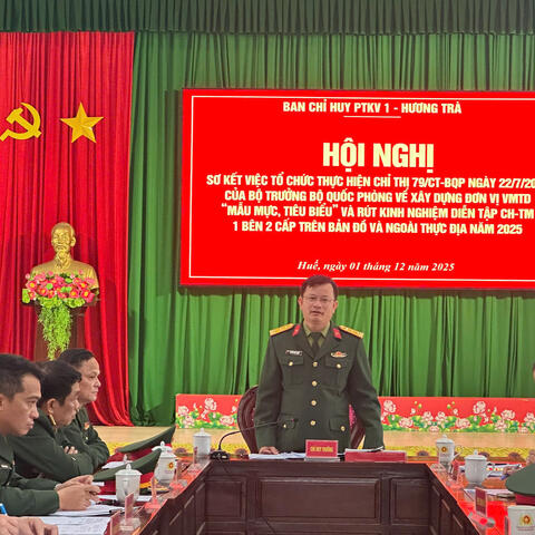 Ban Chỉ huy PTKV1 – Hương Trà tổ chức Hội nghị sơ kết việc tổ chức thực hiện Chỉ thị 79/CT-BQP của Bộ trưởng Bộ Quốc phòng.