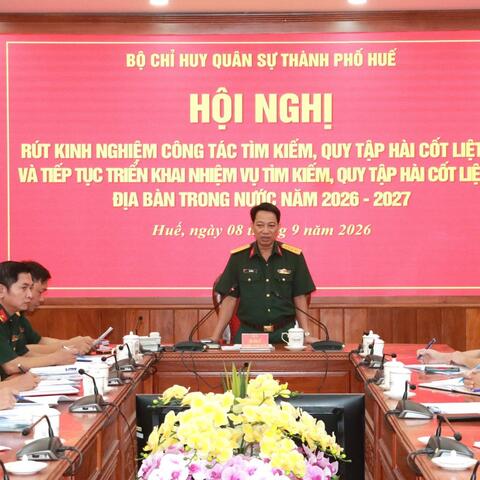 Bộ CHQS thành phố rút kinh nghiệm và tiếp tục triển khai nhiệm vụ tìm kiếm, quy tập HCLS địa bàn trong nước