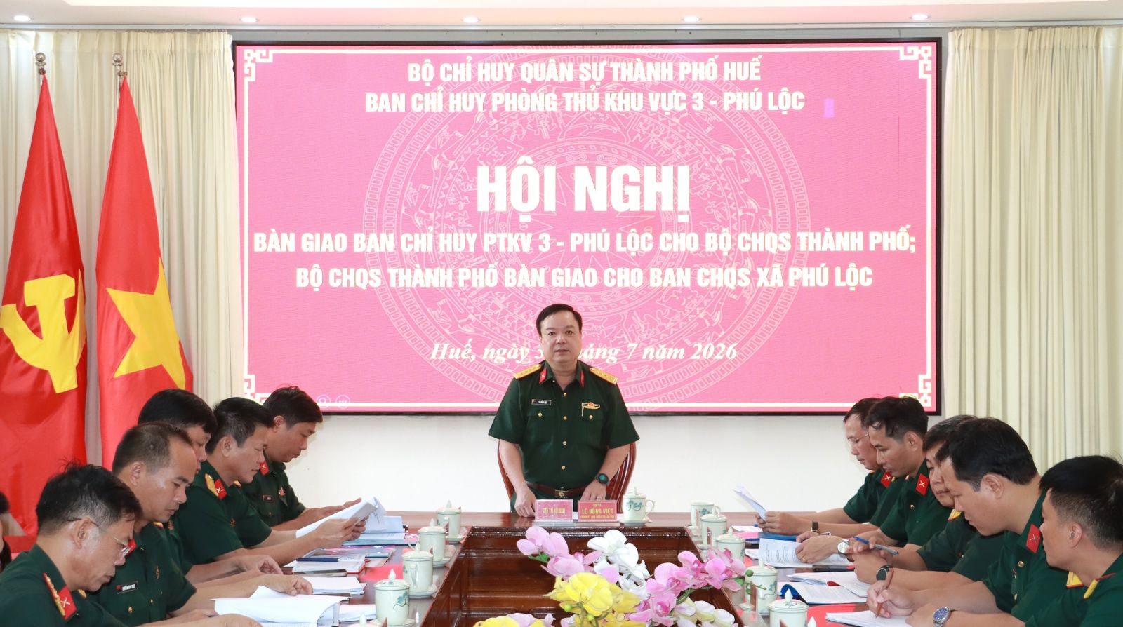 Hội nghị bàn giao Ban Chỉ huy phòng thủ khu vực 3 – Phú Lộc cho Bộ CHQS thành phố